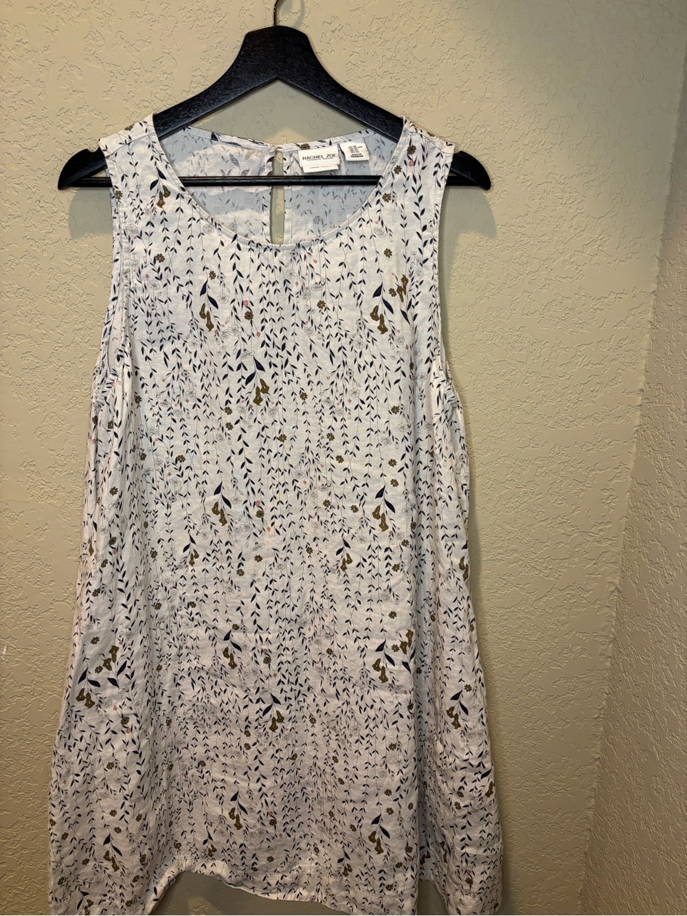 Rachel Zoe 100%linen dress with black/brown floral pattern, size XL